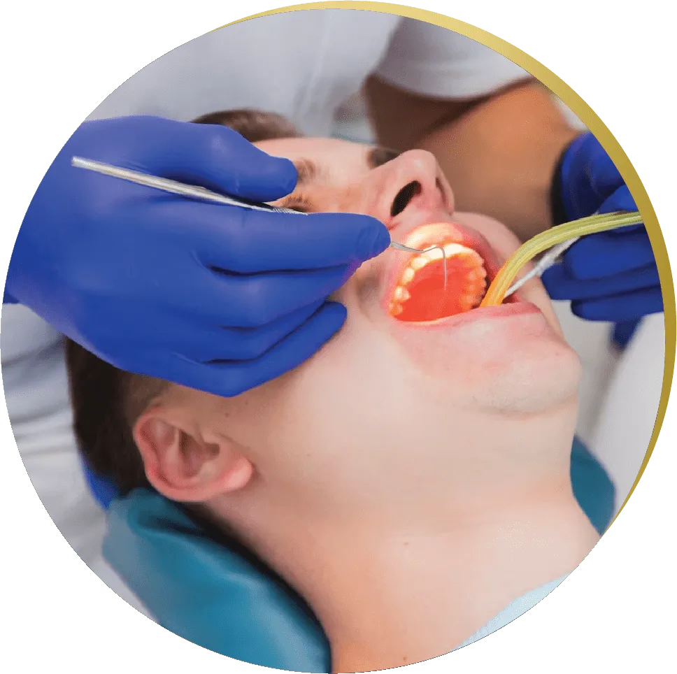 Male patient undergoing laser gum therapy – Non-surgical laser treatment for gum disease and oral health improvement.